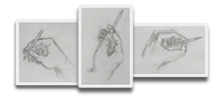 algumas opções de posição da mão ao desenhar Livro de desenho para iniciantes pdf - ebook grátis com versão apostila - 